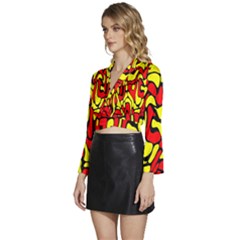 Long Sleeve Tie Back Satin Wrap Top 