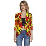 RBY 127 Women s 3/4 Sleeve Ruffle Edge Open Front Jacket