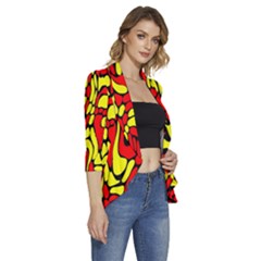 Women s 3/4 Sleeve Ruffle Edge Open Front Jacket 