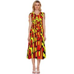 V-Neck Drawstring Shoulder Sleeveless Maxi Dress 