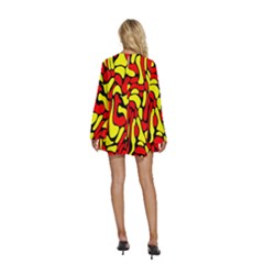 Round Neck Long Sleeve Bohemian Style Chiffon Mini Dress 