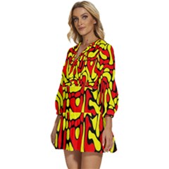V-Neck Placket Mini Dress 