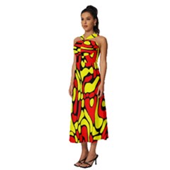 Sleeveless Cross Front Cocktail Midi Chiffon Dress 