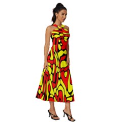 Sleeveless Cross Front Cocktail Midi Chiffon Dress 