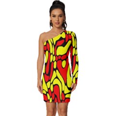 Long Sleeve One Shoulder Mini Dress 