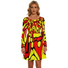 Long Sleeve Wide Neck Velvet Dress 