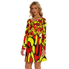 Long Sleeve Wide Neck Velvet Dress 