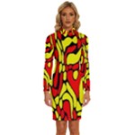 RBY 127 Long Sleeve Shirt Collar Bodycon Dress