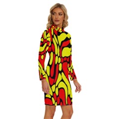 Long Sleeve Shirt Collar Bodycon Dress 