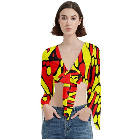 RBY 127 Trumpet Sleeve Cropped Top from ArtsNow.com