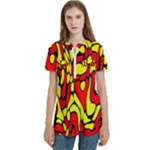 RBY 127 Women s Zip Front V-Neck Short Sleeve Casual Top Pocket Shirt