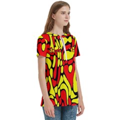 Women s Zip Front V-Neck Short Sleeve Casual Top Pocket Shirt 