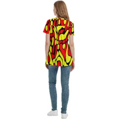 Women s Zip Front V-Neck Short Sleeve Casual Top Pocket Shirt 