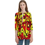 RBY 127 Women s Zip Front V-Neck 3/4 Sleeve Casual Top Pocket Shirt