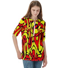 Women s Zip Front V-Neck 3/4 Sleeve Casual Top Pocket Shirt 