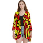 RBY 127 Open Front 3/4 Sleeve Batwing Chiffon Cardigan Kimono