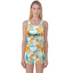 Design Pattern Seamless Tropical One Piece Boyleg Swimsuit