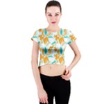 Design Pattern Seamless Tropical Crew Neck Crop Top