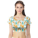 Design Pattern Seamless Tropical Short Sleeve Crop Top