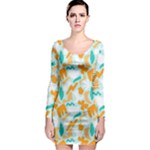 Design Pattern Seamless Tropical Long Sleeve Bodycon Dress