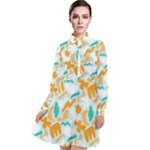 Design Pattern Seamless Tropical Long Sleeve Chiffon Shirt Dress