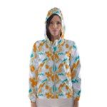 Design Pattern Seamless Tropical Women s Hooded Windbreaker