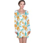 Design Pattern Seamless Tropical Long Sleeve Nightdress
