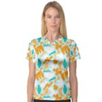 Design Pattern Seamless Tropical V-Neck Sport Mesh T-Shirt