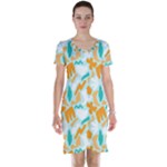 Design Pattern Seamless Tropical Short Sleeve Nightdress