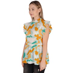Ruffle Collar Short Sleeve Chiffon Top 