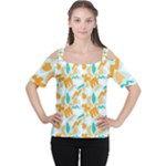 Design Pattern Seamless Tropical Cutout Shoulder T-Shirt