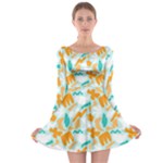 Design Pattern Seamless Tropical Long Sleeve Skater Dress