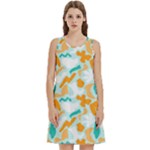 Design Pattern Seamless Tropical Round Neck Sleeve Casual Dress With Pockets