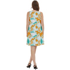 Round Neck Sleeve Casual Dress With Pockets 
