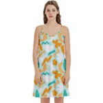 Design Pattern Seamless Tropical Mini Camis Dress With Pockets