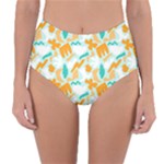 Design Pattern Seamless Tropical Reversible High-Waist Bikini Bottoms