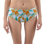 Design Pattern Seamless Tropical Reversible Mid-Waist Bikini Bottoms