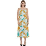 Design Pattern Seamless Tropical Casual Spaghetti Strap Midi Dress