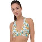 Design Pattern Seamless Tropical Halter Plunge Bikini Top