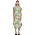 Design Pattern Seamless Tropical T-Shirt Midi Dress With Pockets