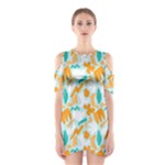 Design Pattern Seamless Tropical Shoulder Cutout One Piece Dress
