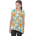 Design Pattern Seamless Tropical Cap Sleeve High Low Top