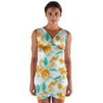 Design Pattern Seamless Tropical Wrap Front Bodycon Dress