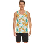 Design Pattern Seamless Tropical Men s Wide Collar Tank Top
