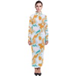 Design Pattern Seamless Tropical Turtleneck Maxi Dress