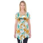 Design Pattern Seamless Tropical Short Sleeve Tunic 