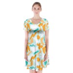 Design Pattern Seamless Tropical Short Sleeve V-neck Flare Dress