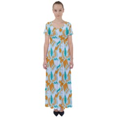 High Waist Short Sleeve Maxi Dress 