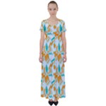 Design Pattern Seamless Tropical High Waist Short Sleeve Maxi Dress
