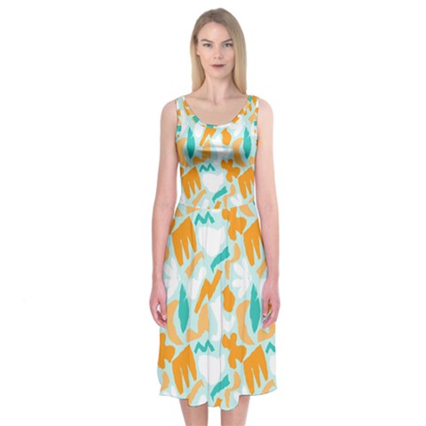 Design Pattern Seamless Tropical Midi Sleeveless Dress from ArtsNow.com